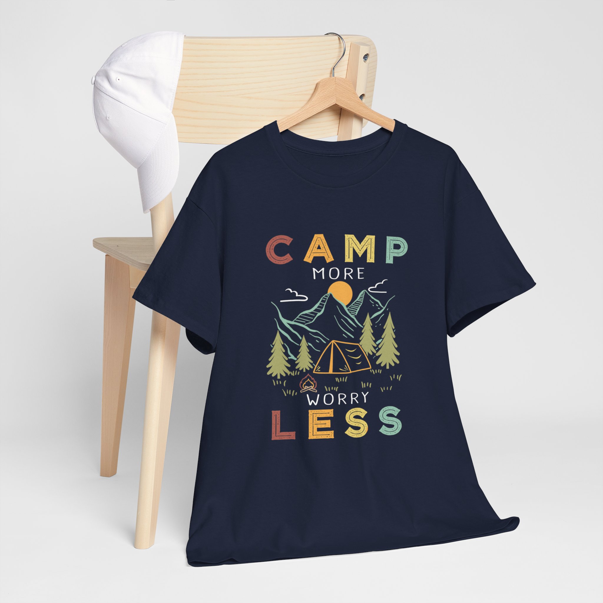 Camp More, Worry Less Unisex Heavy Cotton Tee